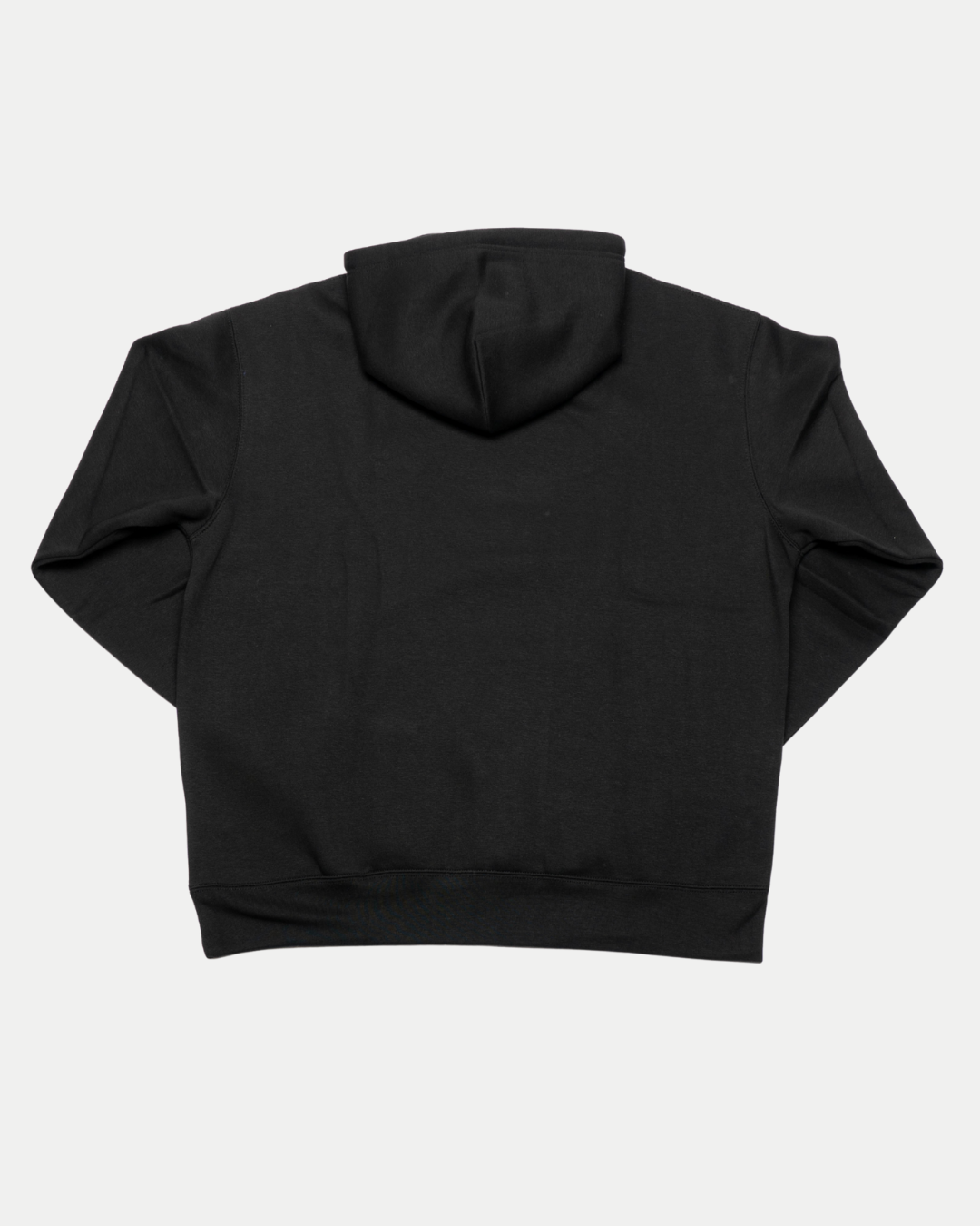 The Belfast Giants BG Hoodie Black is laid flat with the back facing up against a white background, showcasing effortless street style.