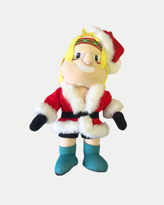 The Belfast Giants Mascot Santa Finn Plush Toy from the Belfast Giants Store by National Merchandise features long blond hair, a white mustache, and a red Santa outfit—ideal as a festive gift or cheerful Giants mascot.