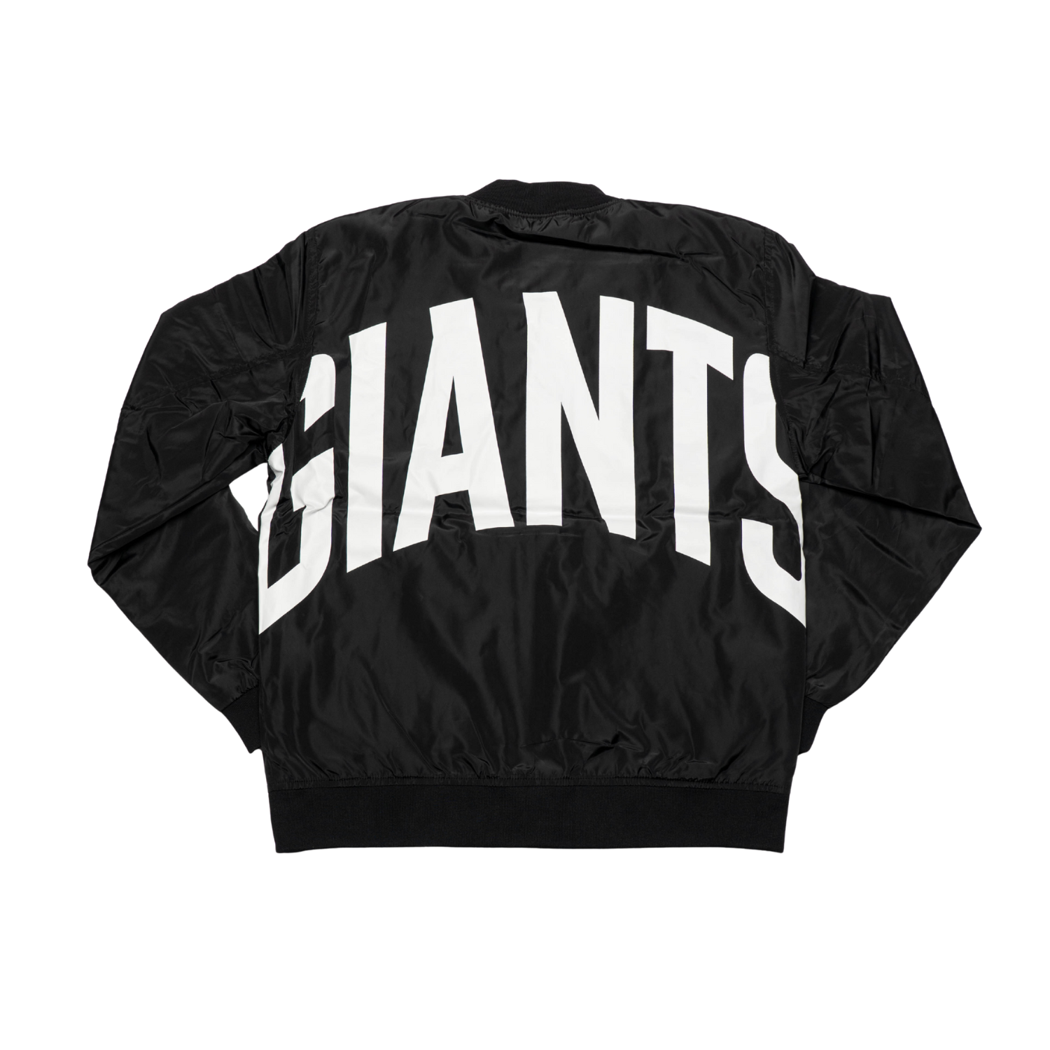 Show your Belfast Giants pride with the Belfast Giants Bomber Jacket Black Backprint, featuring bold white GIANTS lettering across the back.