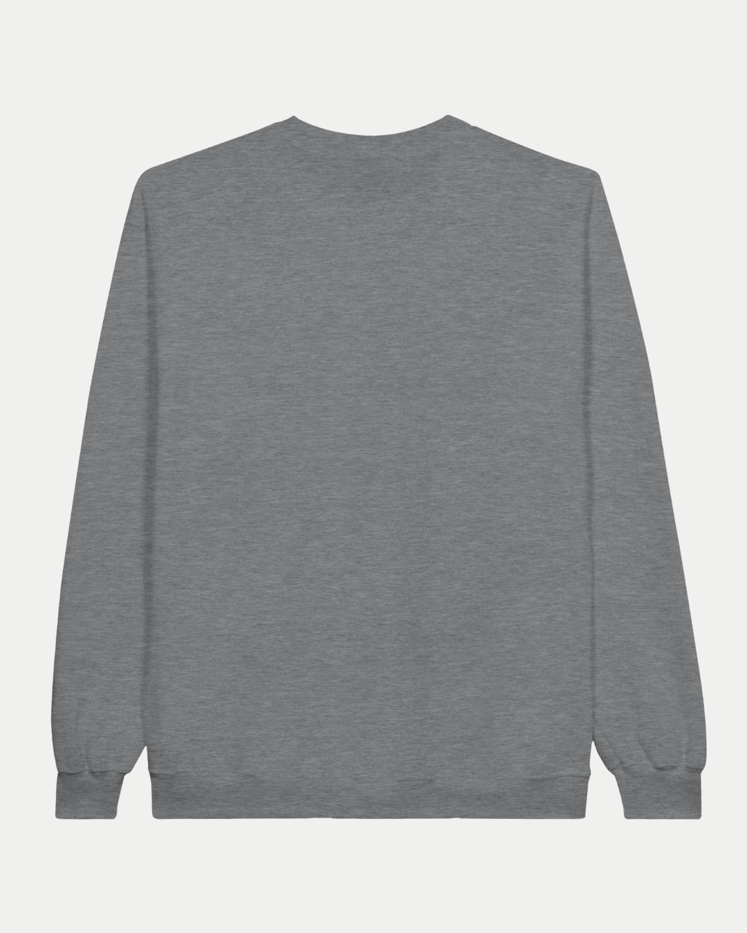 The Belfast Giants Made To Order Challenge Cup Champions 2025 Crewneck Sweatshirt in grey is shown with its back facing forward on a white background. It features long sleeves, ribbed cuffs, and a ribbed waistband.