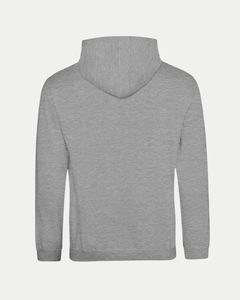 The Made To Order Belfast Giants Challenge Cup 2025 Champions Pullover Hoodie in grey is a unisex, long-sleeve design from Belfast Giants, shown from the back with a simple style and displayed against a white background.