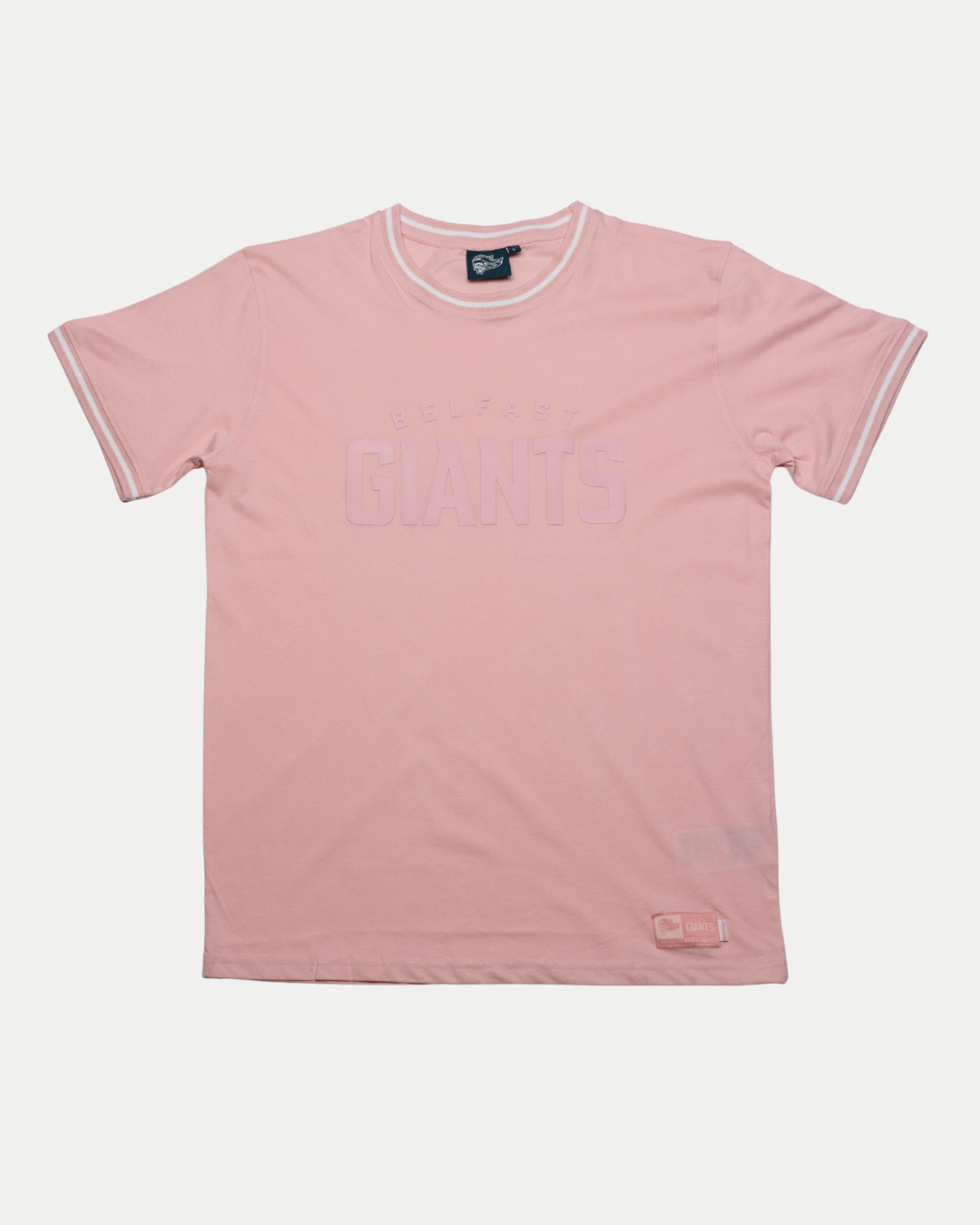 The Kids Belfast Giants T-shirt Pink by Belfast Giants features bold white text—perfect for young fans who want to show off their team spirit in style.