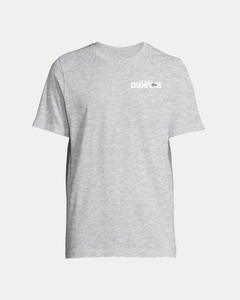 The Belfast Giants Made To Order Challenge Cup Champions 2025 Grey T-shirt features "CHAMPIONS" in white on the left chest with a small green and gold graphic. This eco-conscious unisex tee is stylish and comfortable for everyday wear.