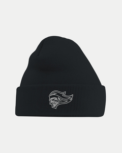The Belfast Giants Made To Order Giants Logo Cuffed Beanie is a black, soft-touch acrylic hat with a folded brim and a white embroidered fierce head logo—comfortable, stylish, and bold.