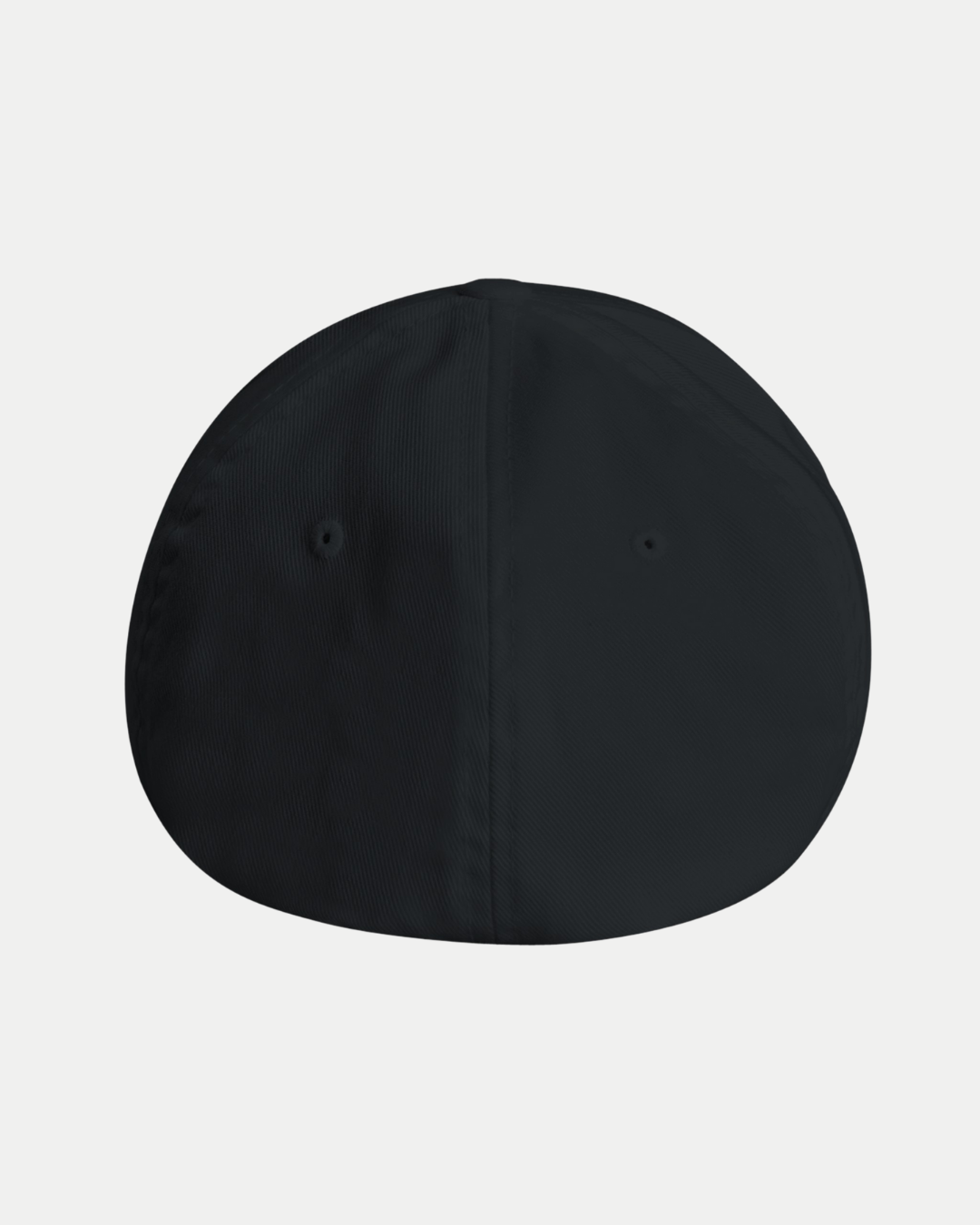 The Made-To-Order Giants Est 2000 Fitted Baseball Cap by Belfast Giants is shown from the back in black, featuring a structured design with a smooth surface and two small ventilation holes.