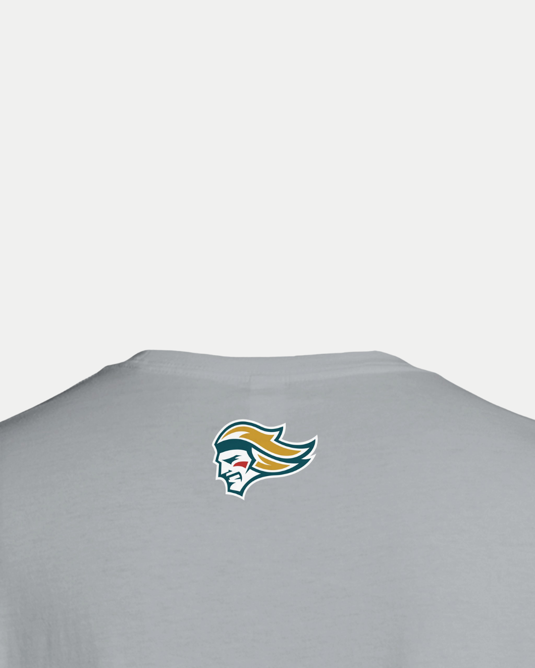 The Belfast Giants Made-To-Order Giants Est 2000 T-shirt in light gray features an eco-friendly design with a small yellow, green, and white stylized head logo on the upper back.