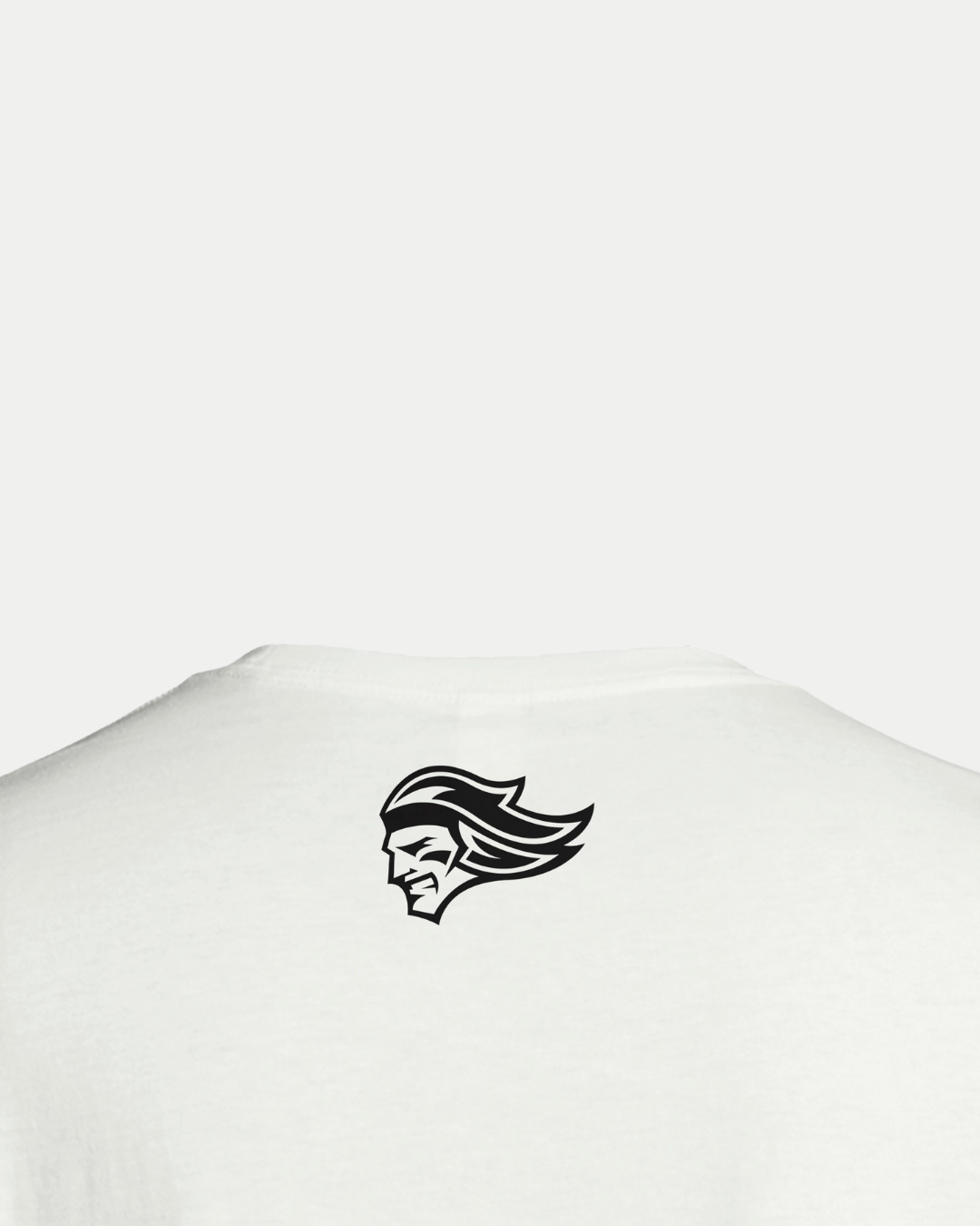 The Belfast Giants Made-To-Order Giants Est 2000 T-shirt in white is a unisex tee featuring a black stylized head logo with flowing hair printed near the neckline on the upper back, inspired by the New Giants T-shirt collection.