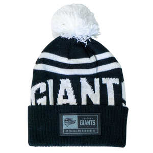 The Belfast Giants Beanie Black and White is a cozy winter hat featuring bold GIANTS lettering and an official merchandise patch, perfect for fans of the Belfast Giants.