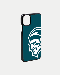 The Belfast Giants Teal Logo Phone Case by Belfast Giants features a bold white medieval knight’s head graphic on dark teal, with a black border. This made-to-order case is shown against a plain white background.