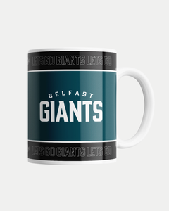 The Belfast Giants Teal and Black Mug features a bold BELFAST GIANTS design with LET’S GO GIANTS along the borders. This made-to-order ceramic mug by Belfast Giants helps reduce waste—check estimated delivery at checkout.