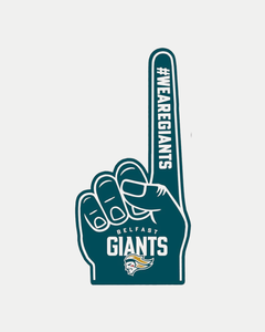 Show your Belfast Giants pride with the Belfast Giants Foam Hand, featuring #WEAREGIANTS on the raised finger and BELFAST GIANTS plus team logo on the palm—essential for passionate fans.