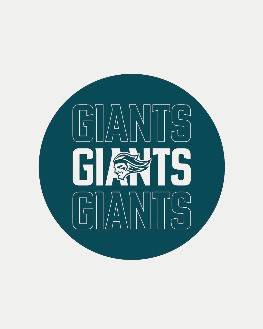 The Giants Giants Giants Puck by Belfast Giants features a circular design with "GIANTS" in bold uppercase repeated four times, and a warrior helmet logo accenting the second "GIANTS.
