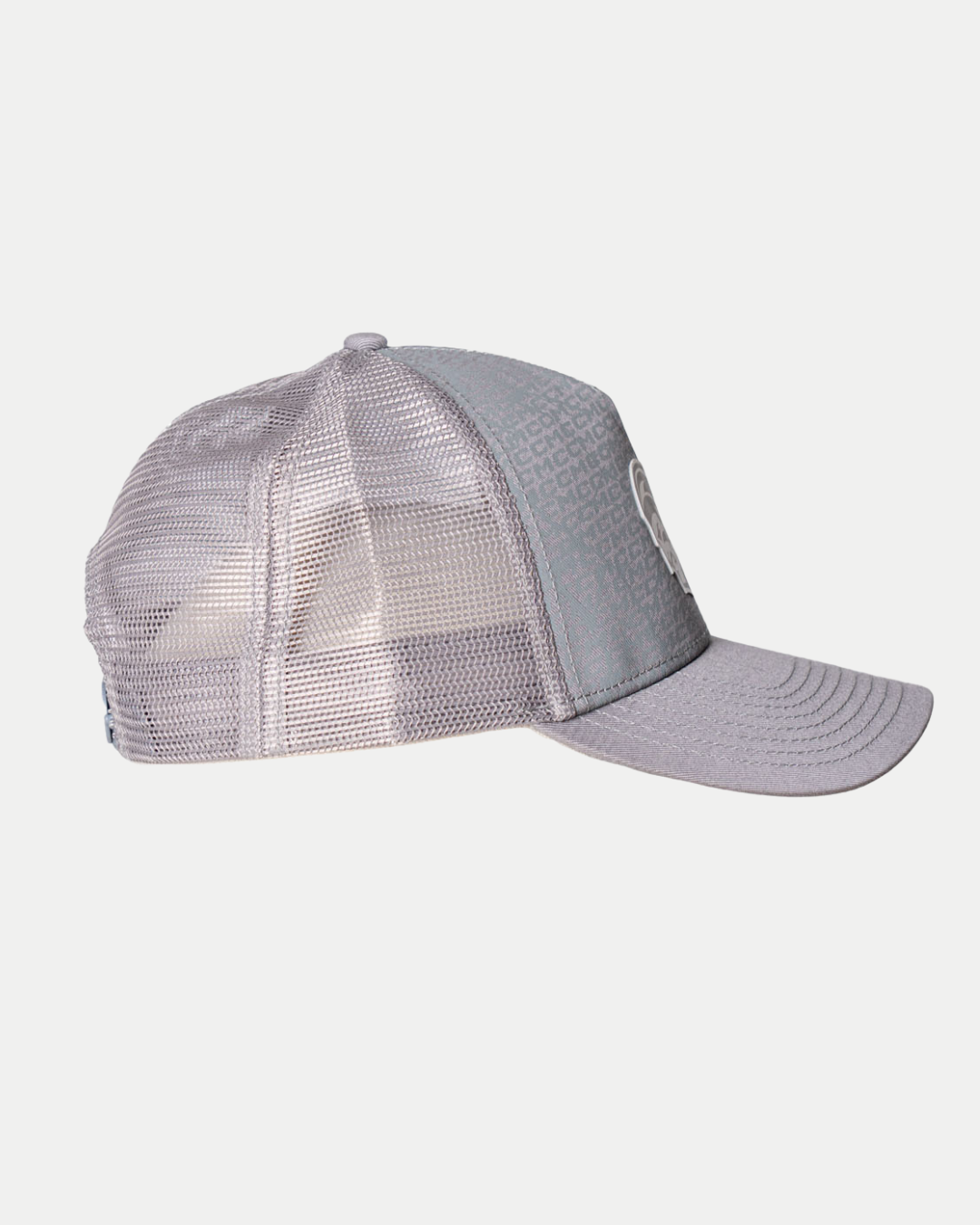 The 25-26 CCM Grey Cap from Belfast Giants Store by National Merchandise features a gray mesh back, solid front panel, and curved brim, displayed in profile against a white background.