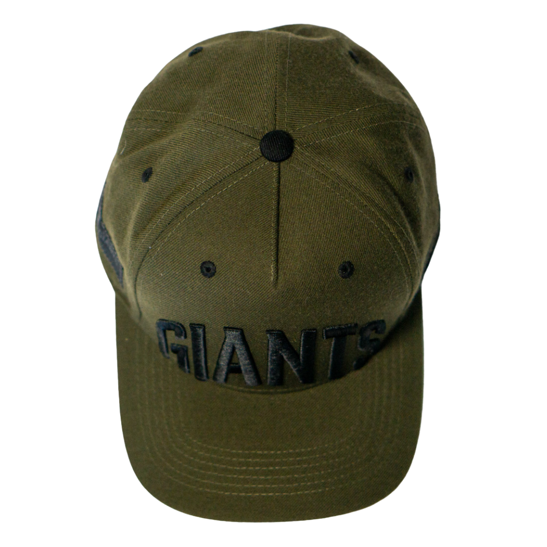 Show your team spirit with the Belfast Giants Cap Olive by Belfast Giants, featuring large black embroidered GIANTS letters, black eyelets and stitching, and a curved brim. Ideal for game day style.