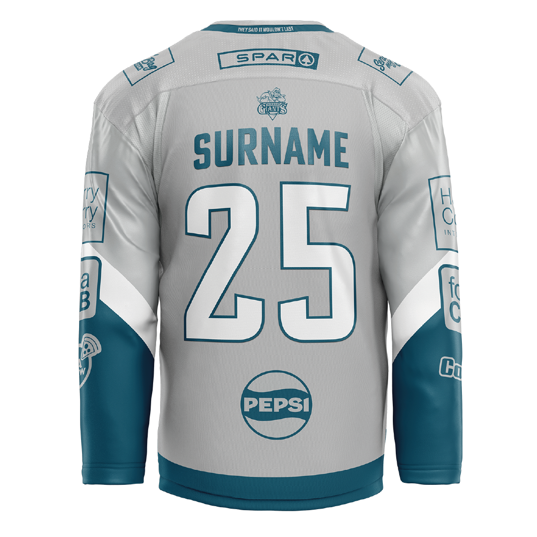 Custom 25th Anniversary Authentic Pro Jersey Silver Belfast Giants