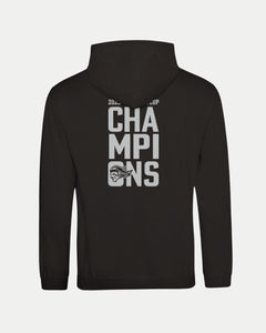 Celebrate the Belfast Giants with this black, made-to-order unisex pullover hoodie featuring bold white "2025 CHALLENGE CUP CHAMPIONS" text and the team logo stacked on the back.
