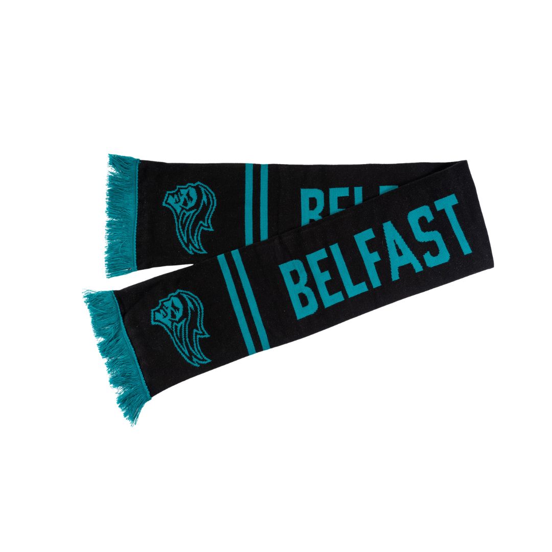 Black Scarf Teal Fringe