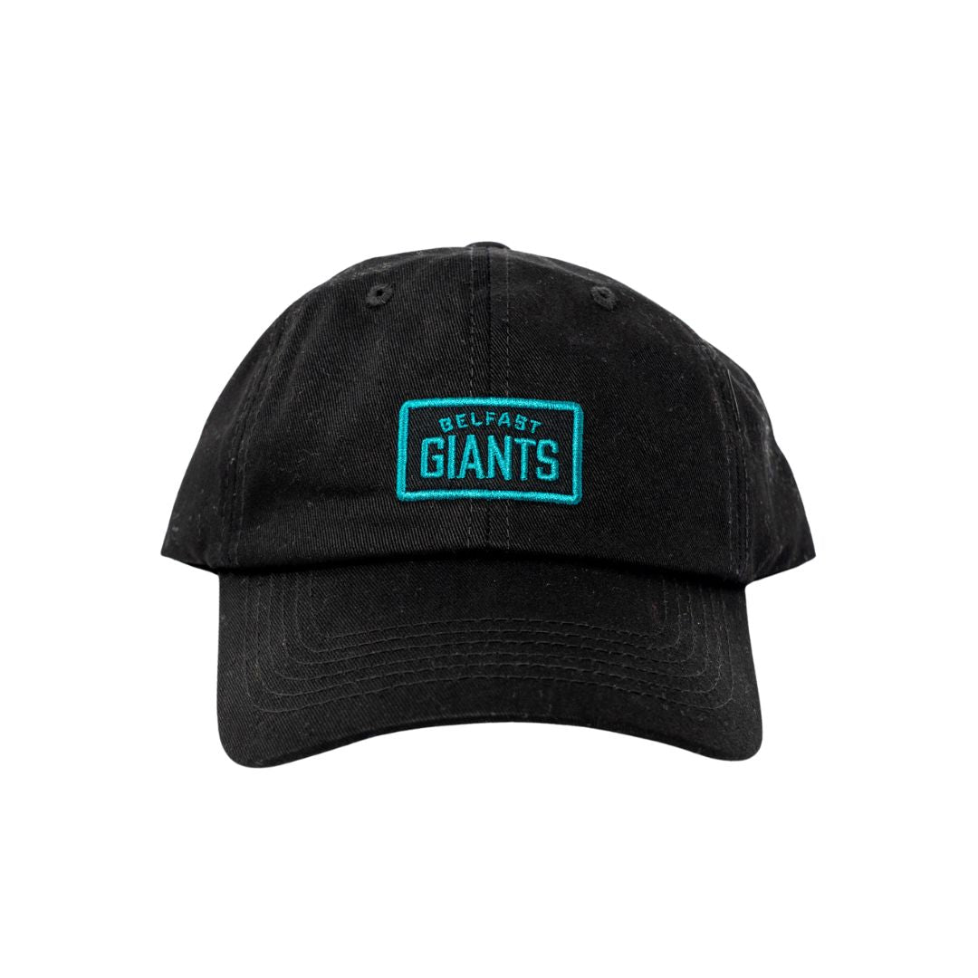 Dad Cap Black Teal Logo