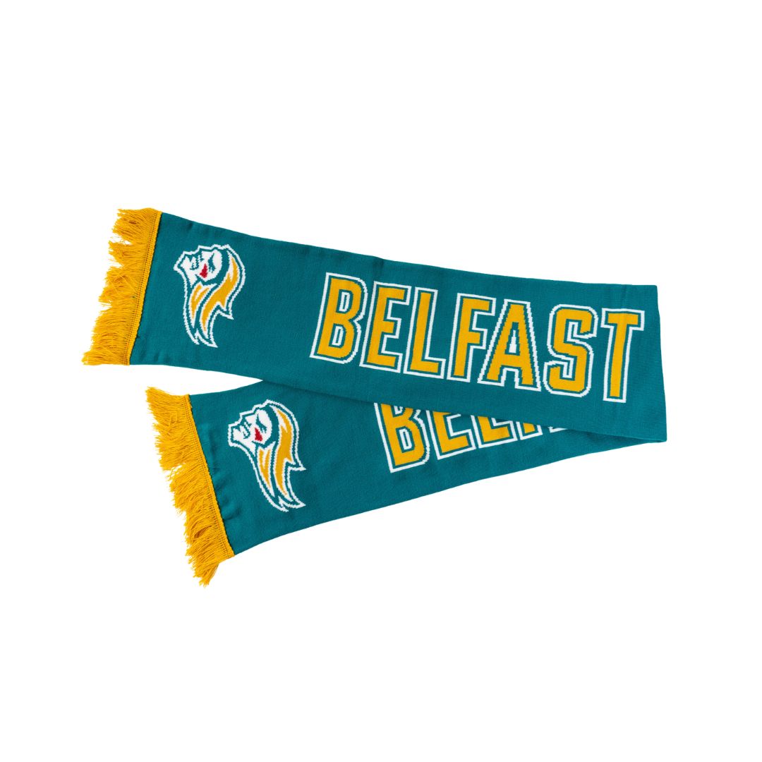 Teal Scarf Gold Fringe