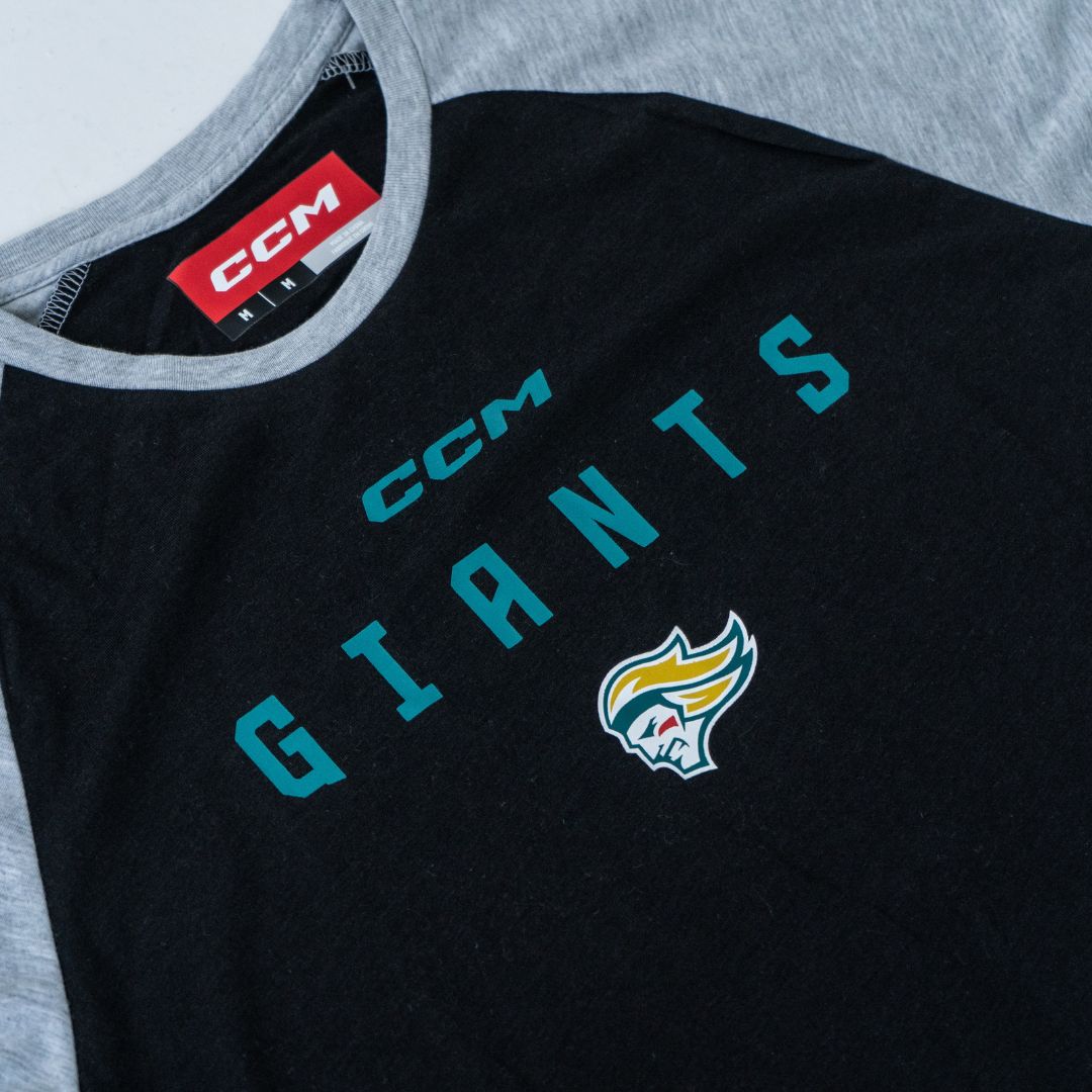 Belfast Giants CCM  Baseball T-Shirt BLK/Grey